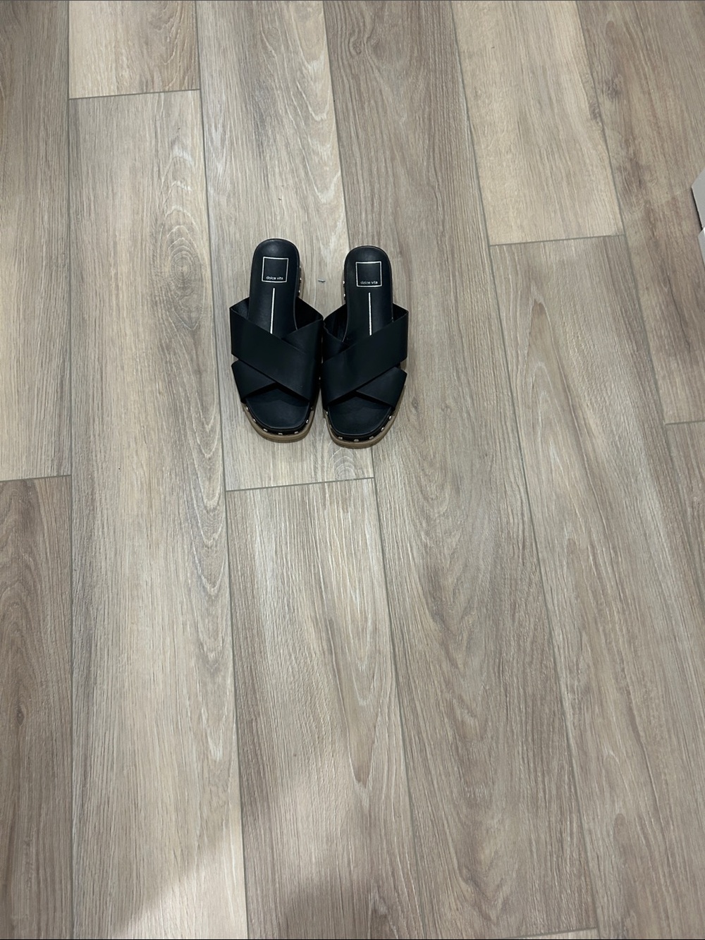 Dolce Vita Black Crisscross Slide Sandals
